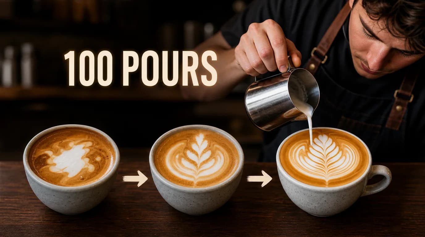 Coffee thumbnail showing improvement across one hundred pours