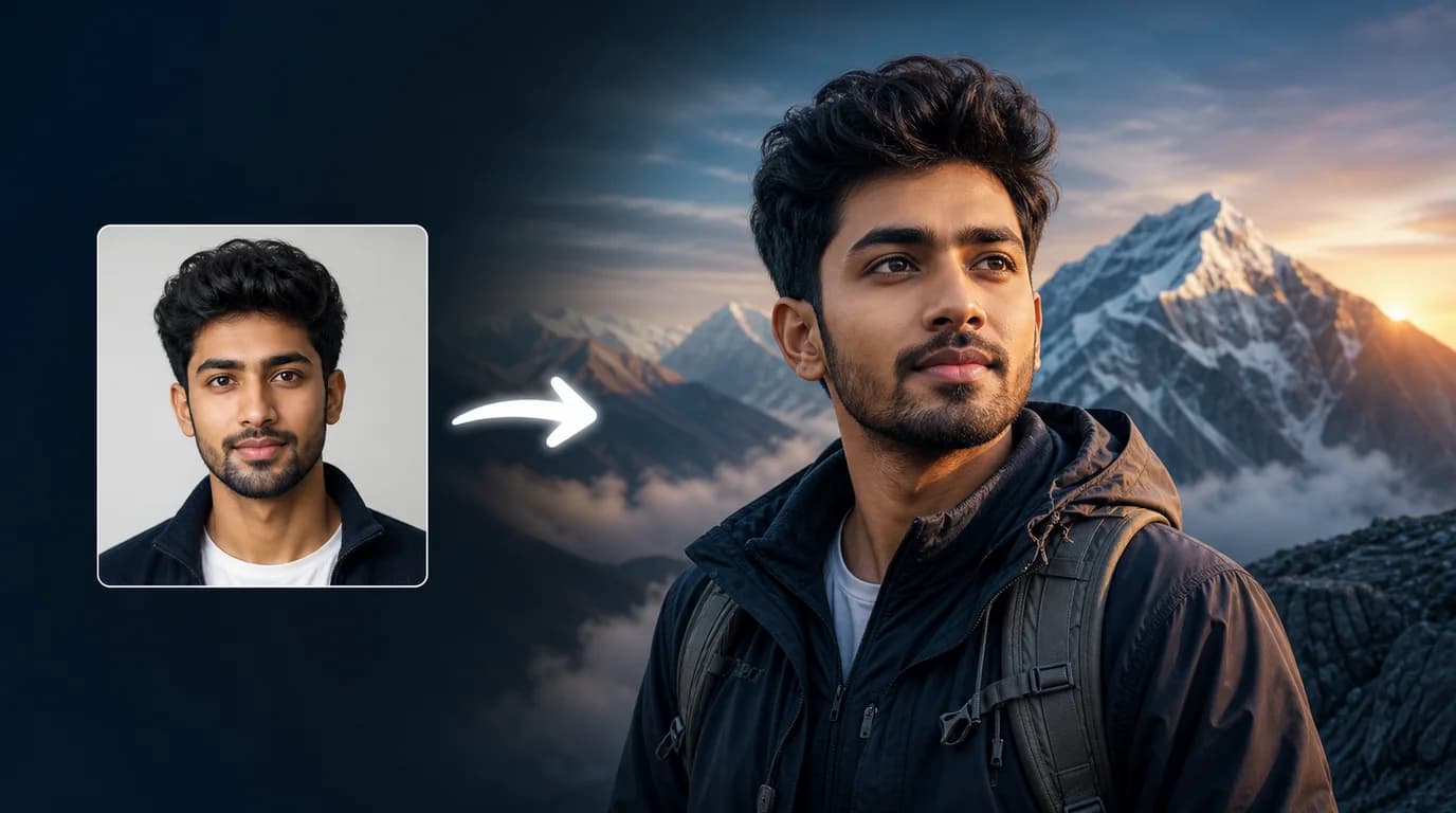 A reference portrait applied to a custom mountain thumbnail